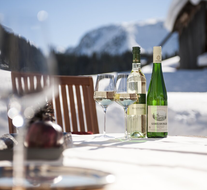 wine and dine in the snow