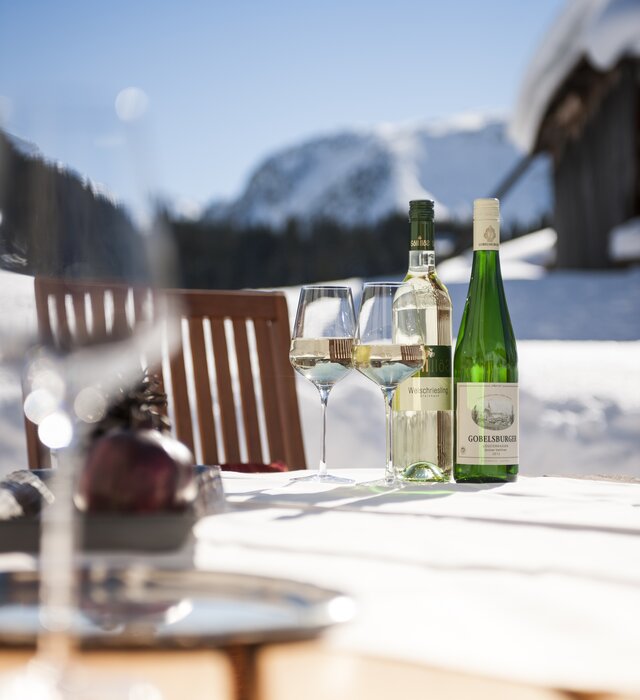 wine and dine in the snow