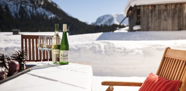 wine and dine in the snow