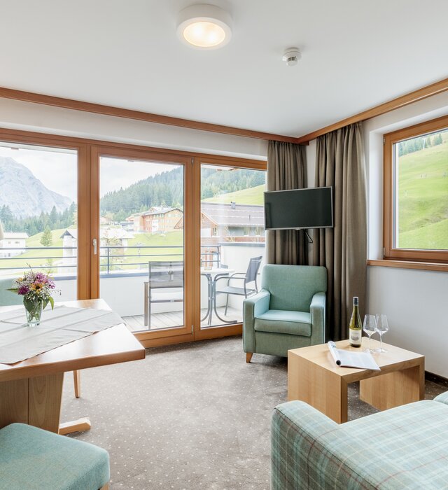 lounge hotel room Lech in summer