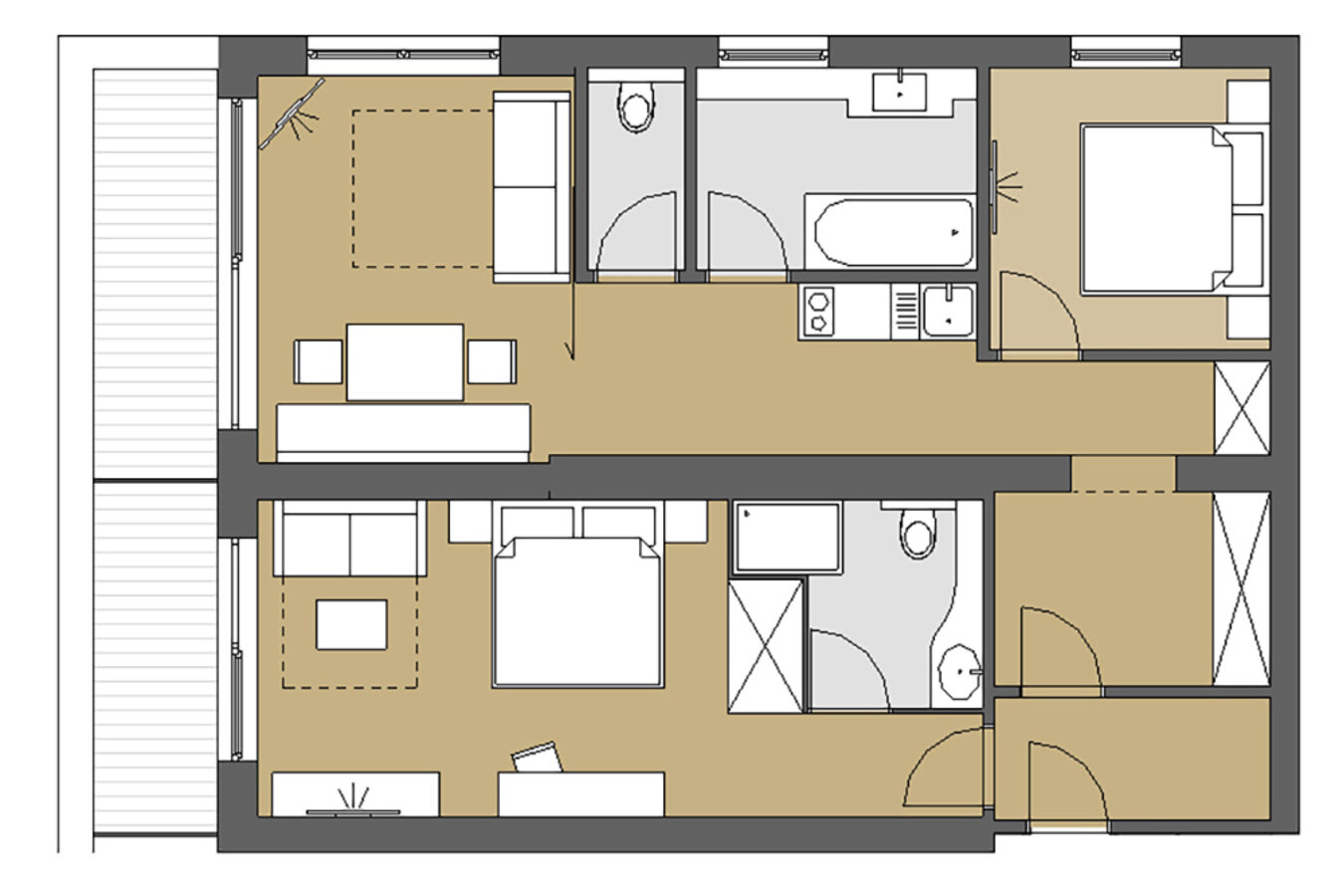 Skizze Hotelzimmer Schranz